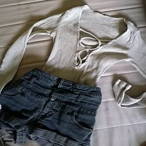 Lace up long sleeve Body suit